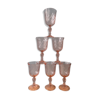 Series of 6 Luminarc Arcoroc water glasses, pink
