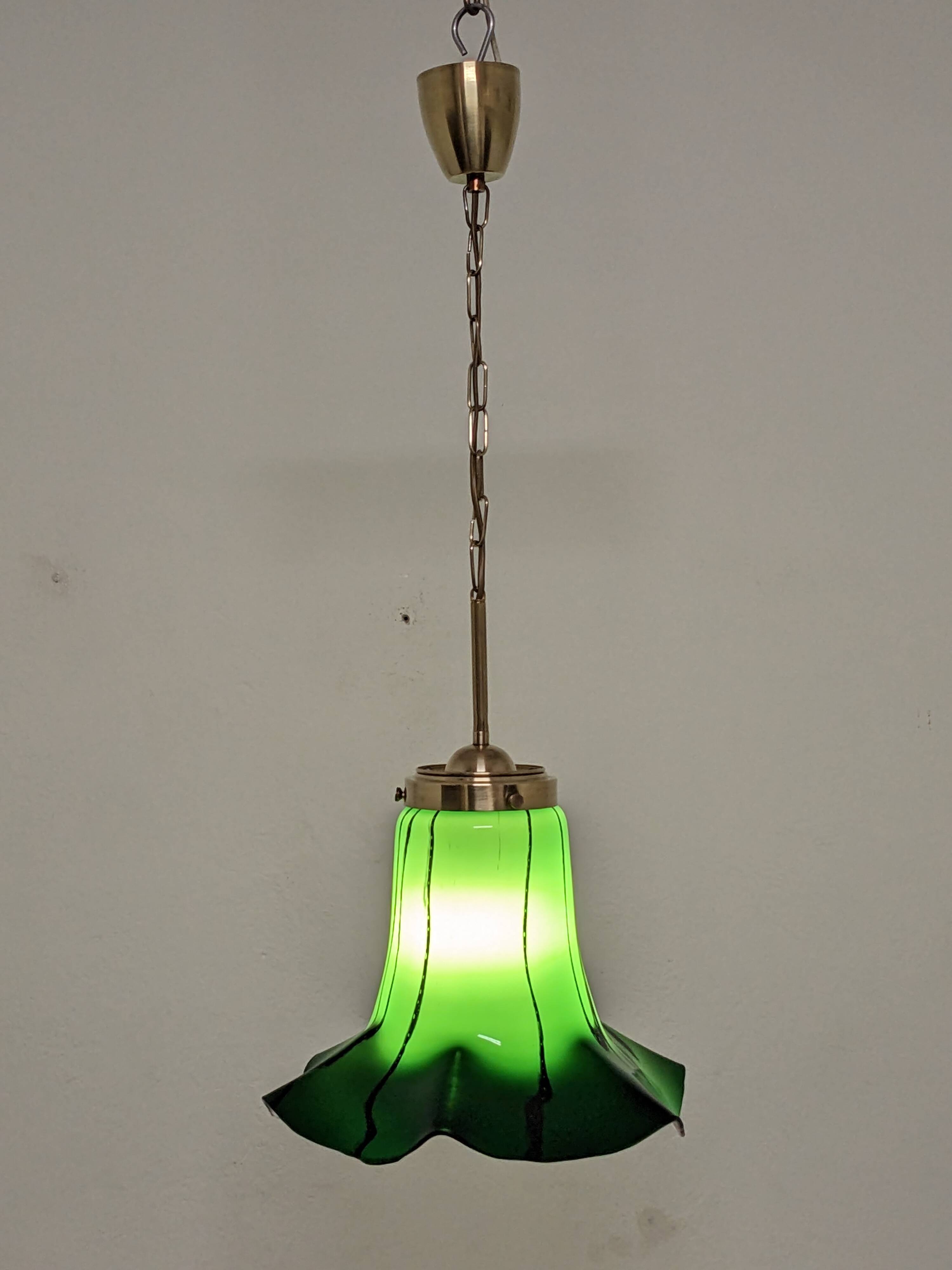Art Nouveau style Murano glass pendant light, Italy circa 1950