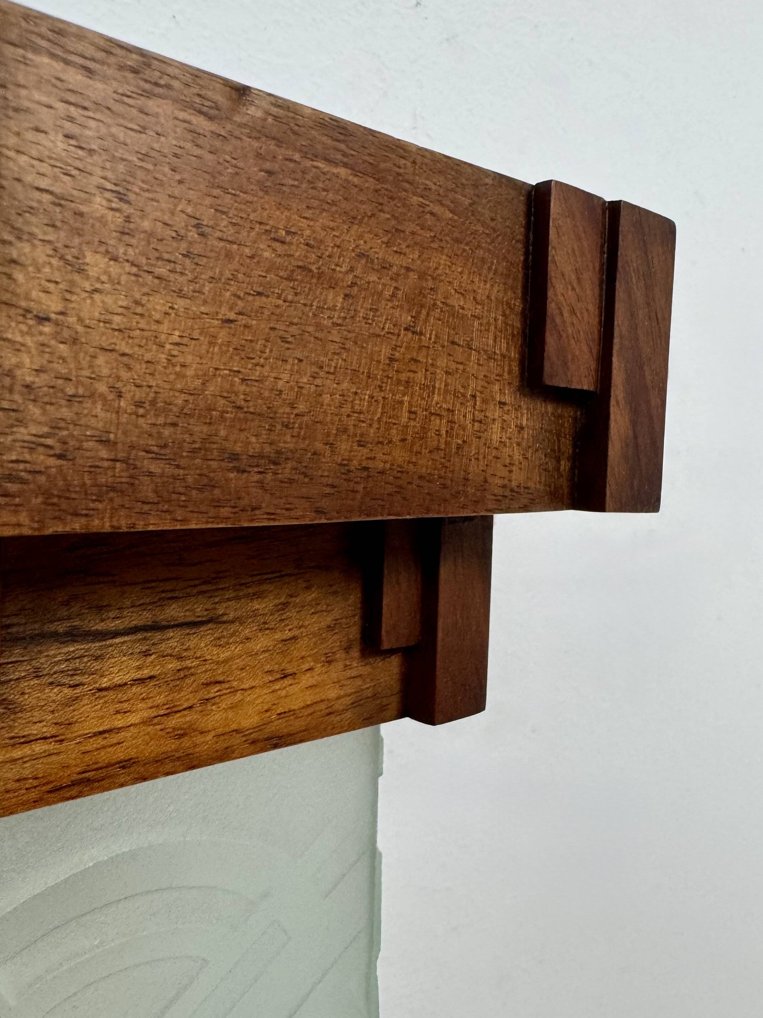 Vintage modernist Art Deco wall light, oak and frosted glass, France, 1930.