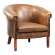 Sheepskin club armchair in a brown colour finished with decorative nails