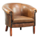 Sheepskin club armchair in a brown colour finished with decorative nails