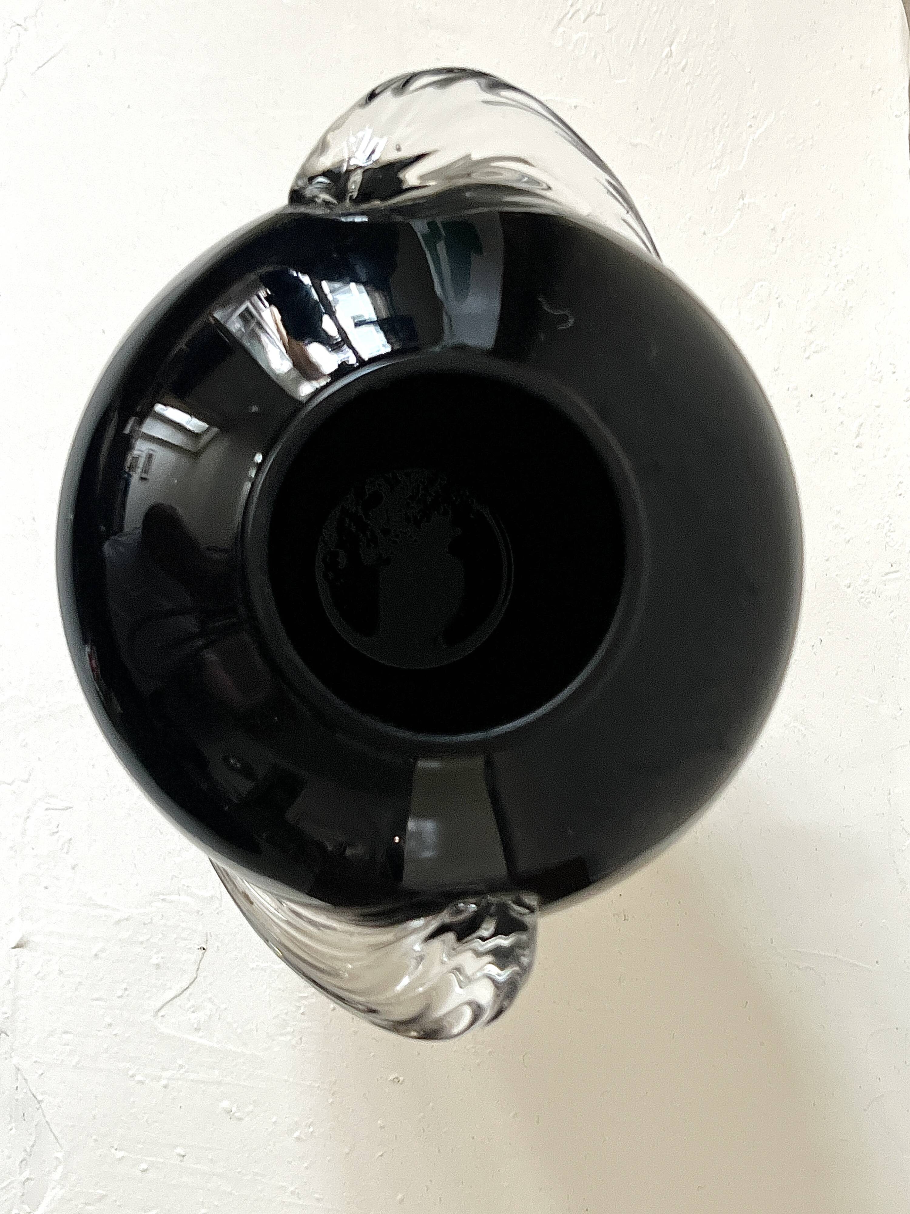 Large mouth-blown glass vase (black amethyst)