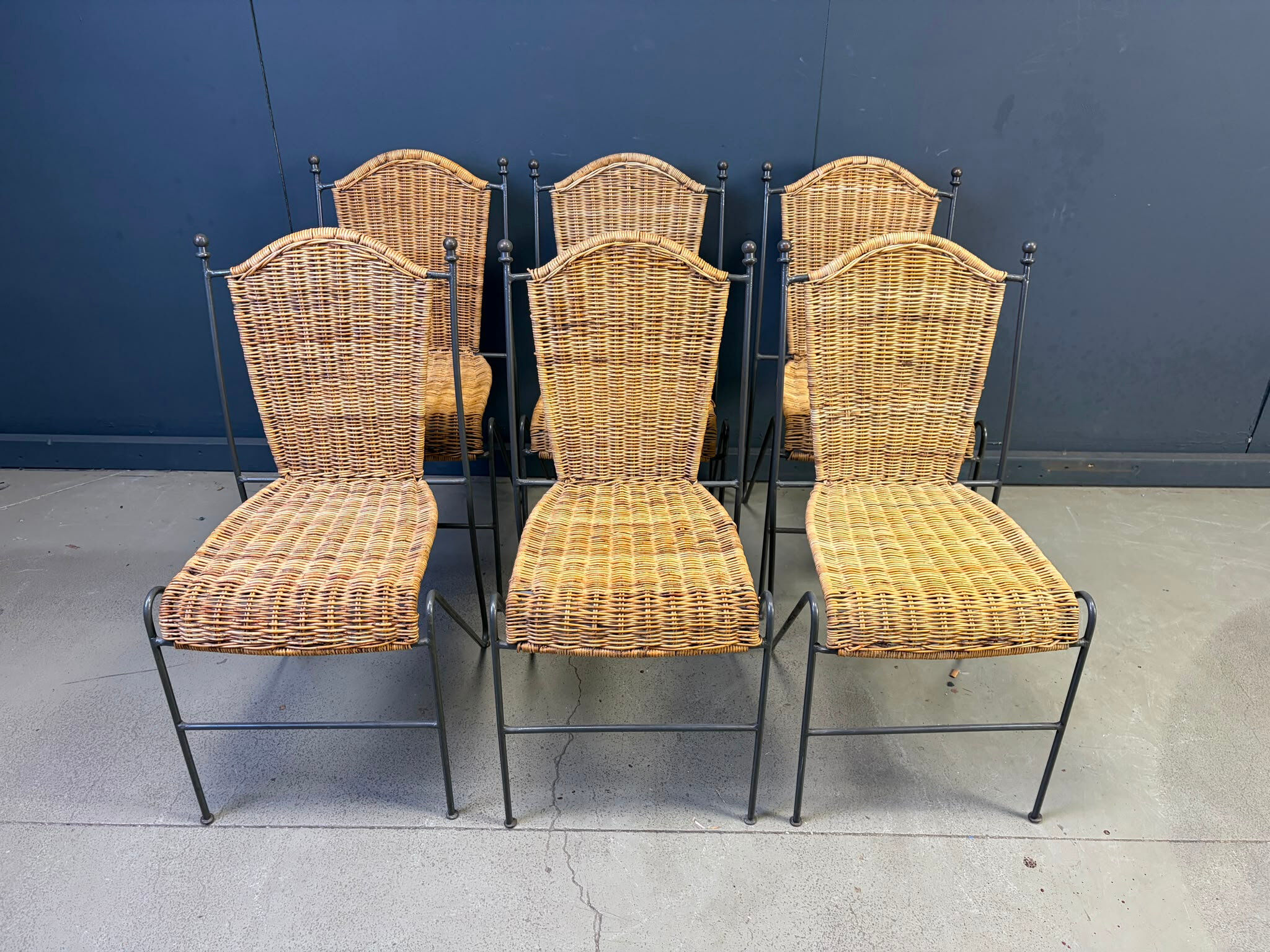 Vintage wicker bistro chairs by Frederik Weinberg, 1960s