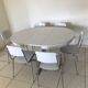 Round table rosewood formica with chairs 70s
