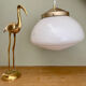 Vintage XXL art deco globe pendant light in white opaline