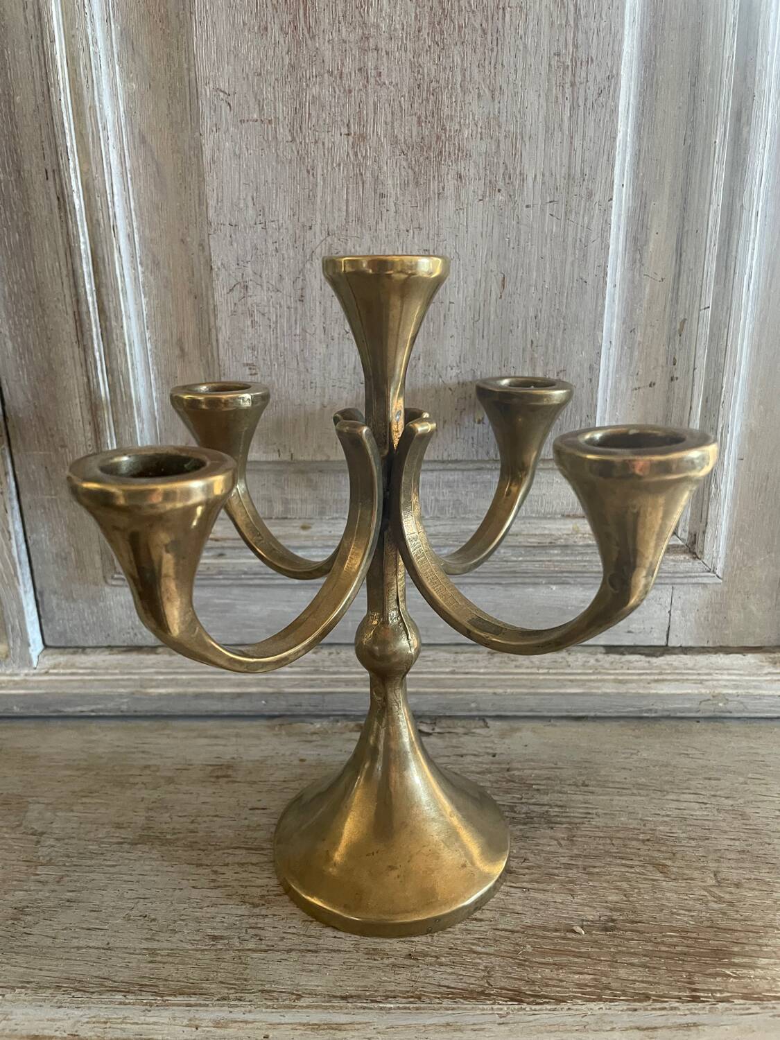 Brutalist solid brass candlestick