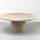 Table basse circulaire vintage en travertin, années 1970