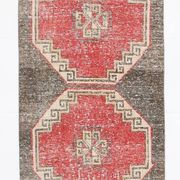 3x10 Red Brown Tribal Pattern Vintage Runner Rug, 78x305Cm