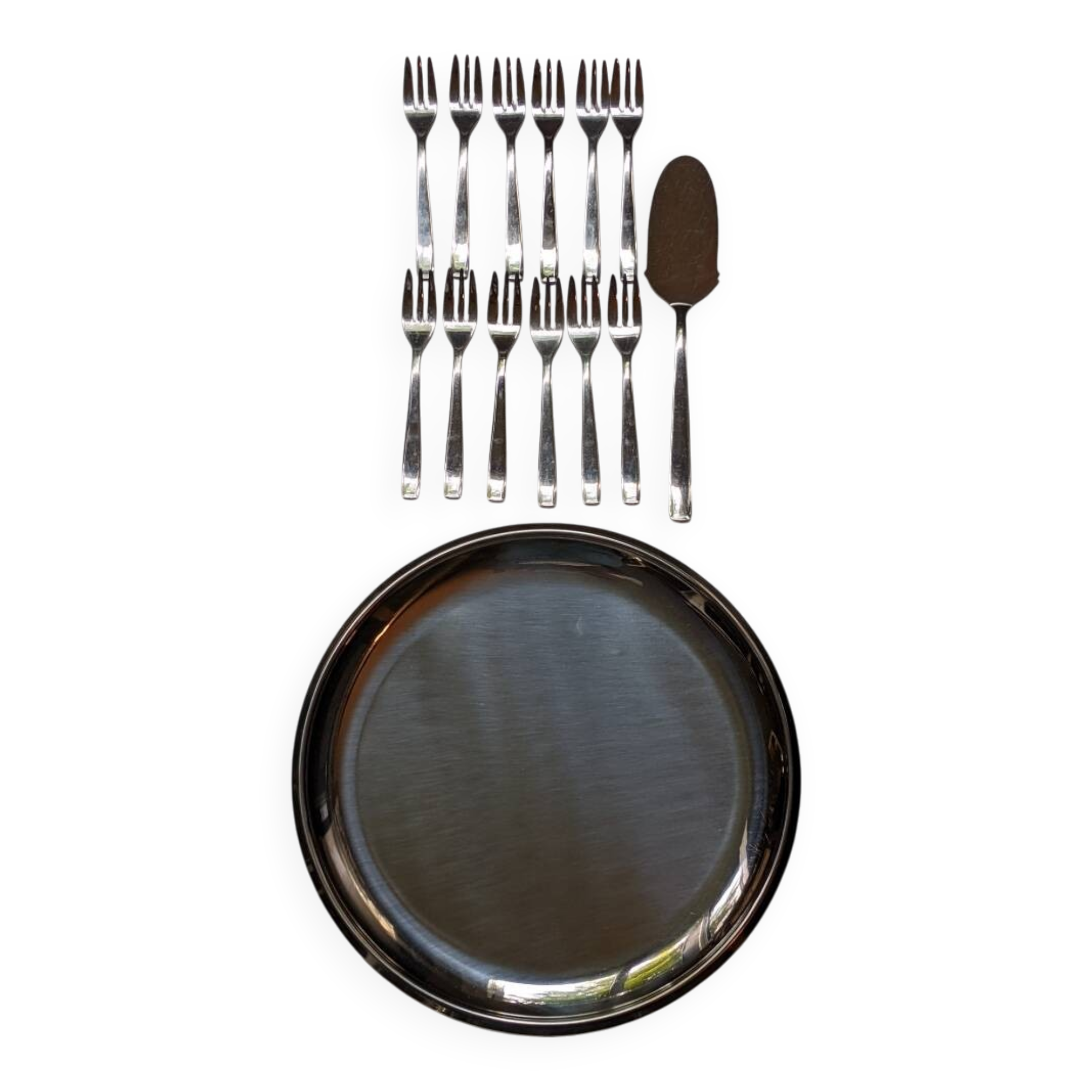 Morinox Stainless Steel Cake Serving Tray with Forks Set