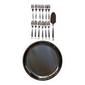 Plateau de service à gâteau avec fourchettes en inox lot Morinox