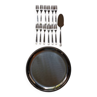 Morinox Stainless Steel Cake Serving Tray with Forks Set