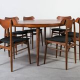 anish Mid-Century Dining Set – Teak Extension Table and 6 Chairs, 1960s