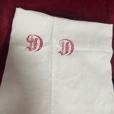Antique rectangular linen winegrower's tablecloth