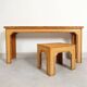 Console with sidetable and mirror in bamboo and rattan