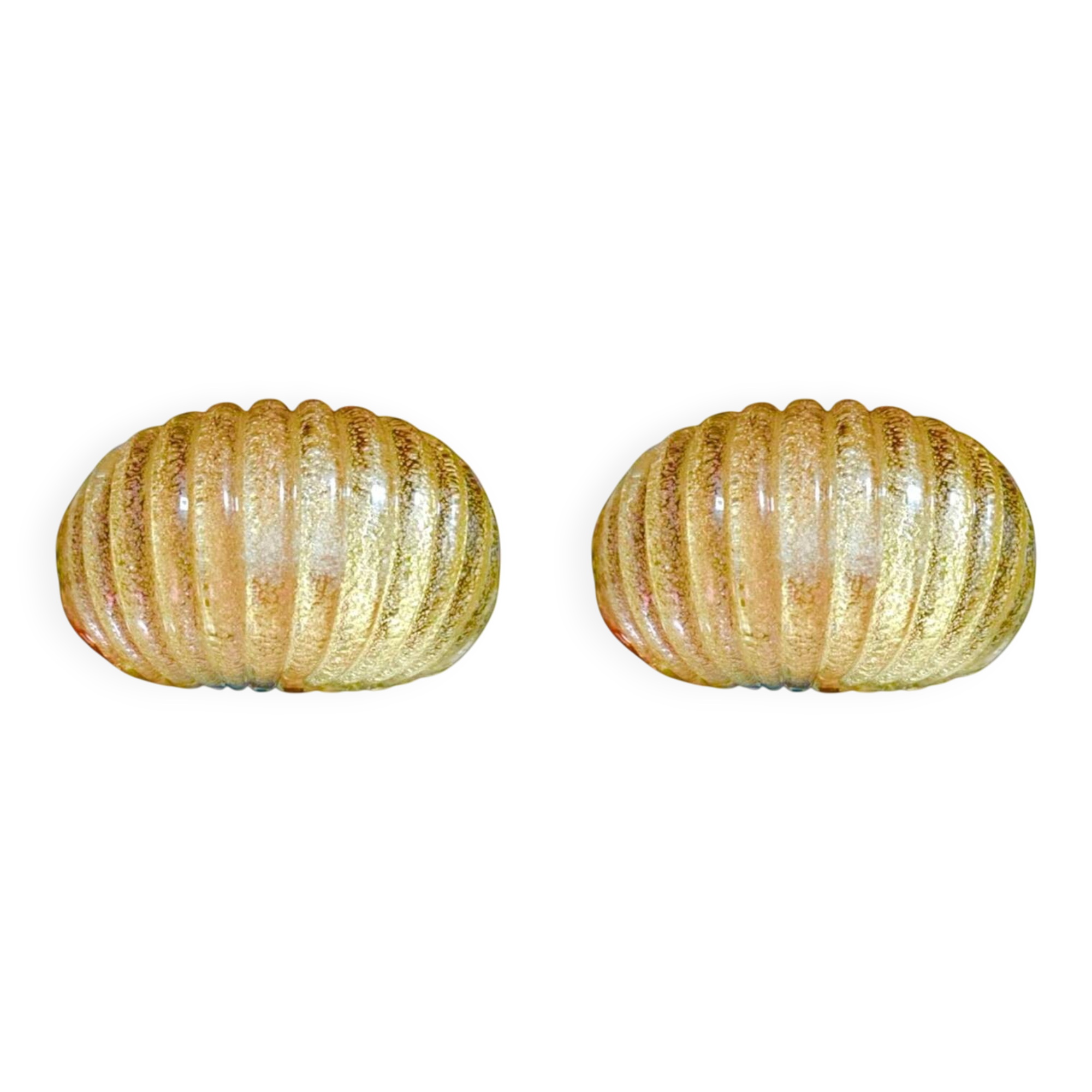 Seguso pair of Murano glass wall lights, Italy 1980