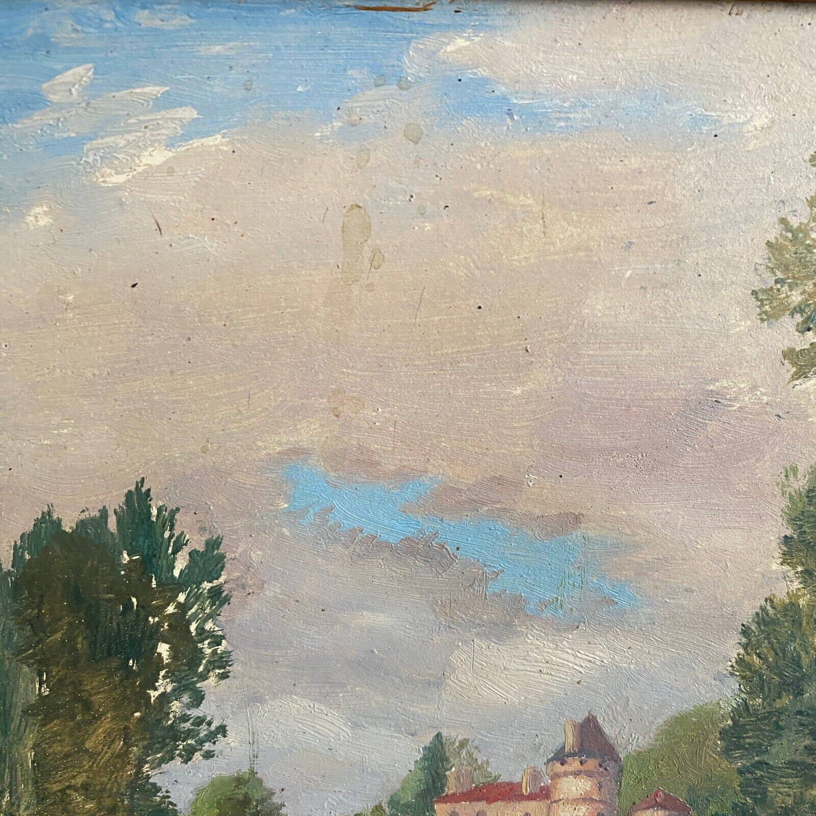 Oil on cardboard depicting a castle by E. Stefanski 20th century