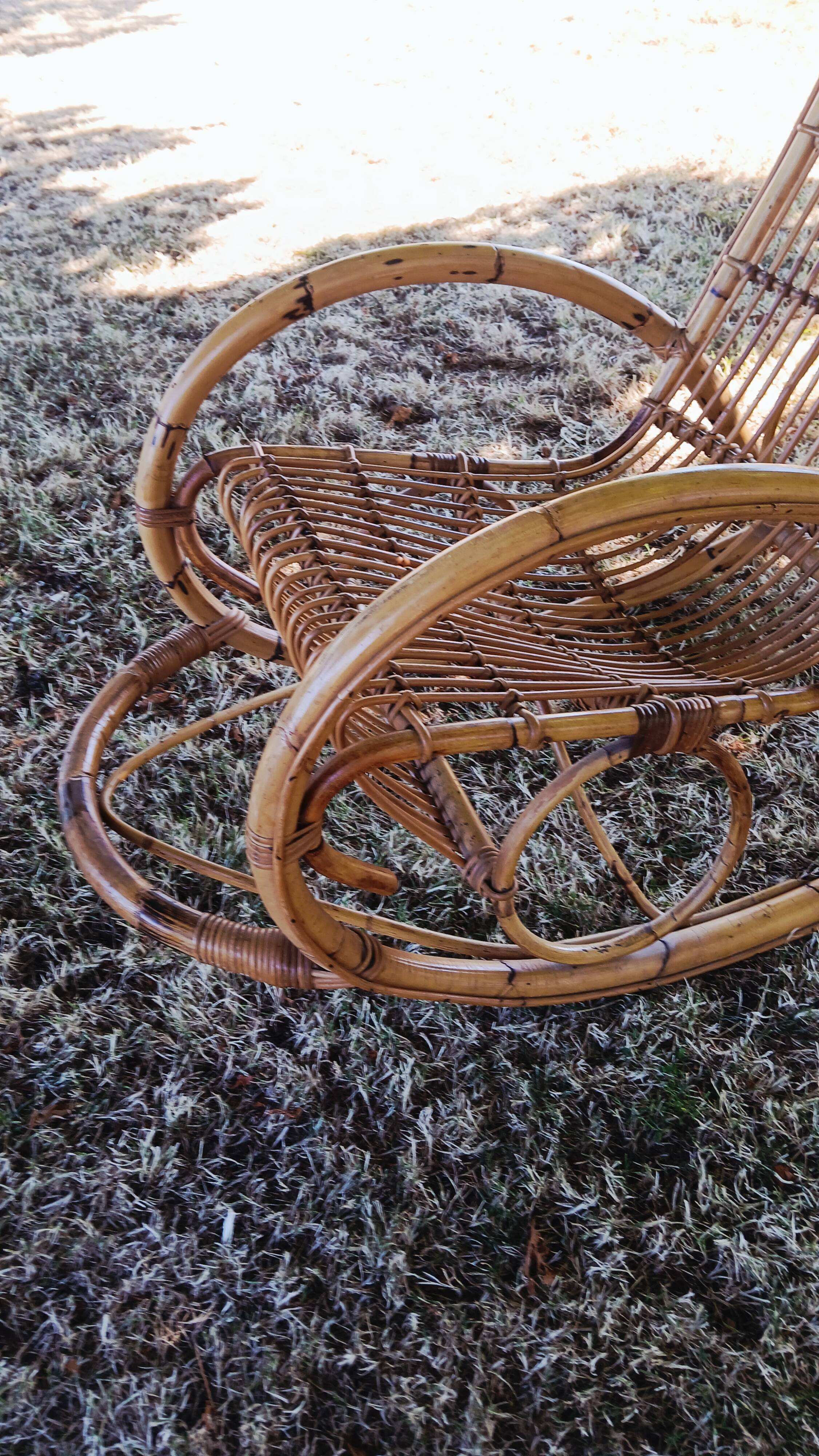 1960s rattan rocking chair by Rohe Noorwolde