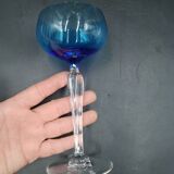 Set of 8 Roemer wine glasses in colored crystal Val Saint Lambert Mod "Saumur"
