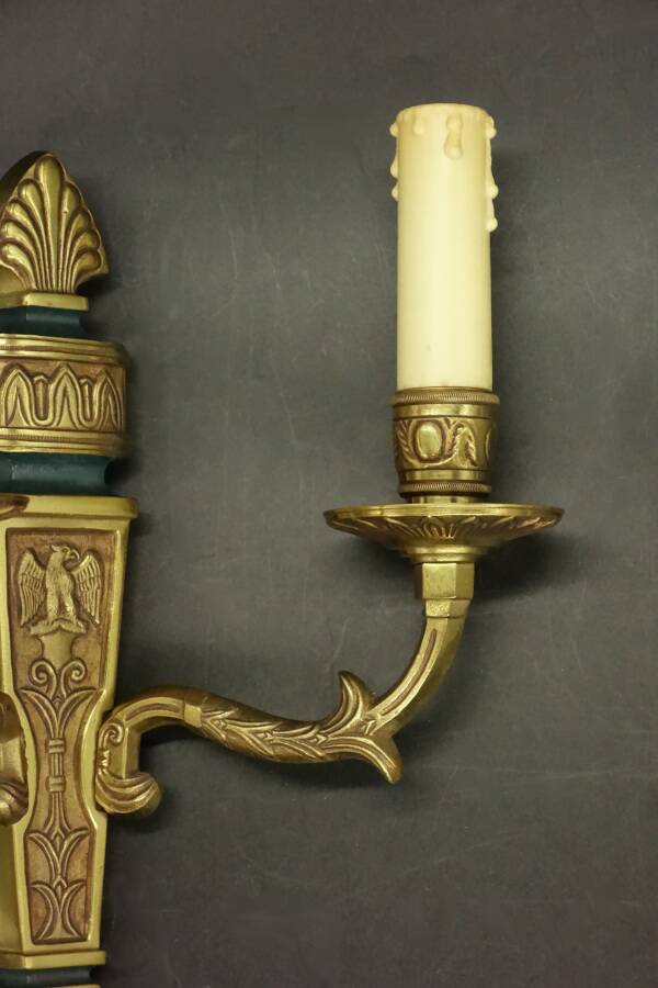 Set of 3 Empire style eagle wall lights - bronze