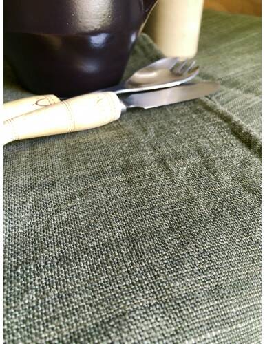 Vintage Hemp Tablecloth Dyed Khaki