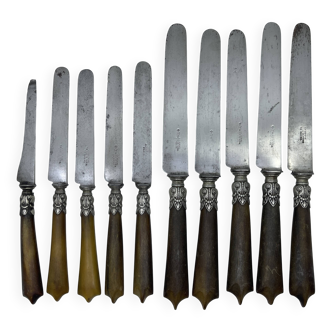 Set of 10 lunch and dessert knives
