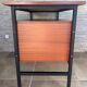 1960s modernist desk in wood and black metal, model CM172 by Paulin for Thonet.