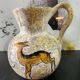 set of jug and ceramic cup handmade decorated with gazelle and deer