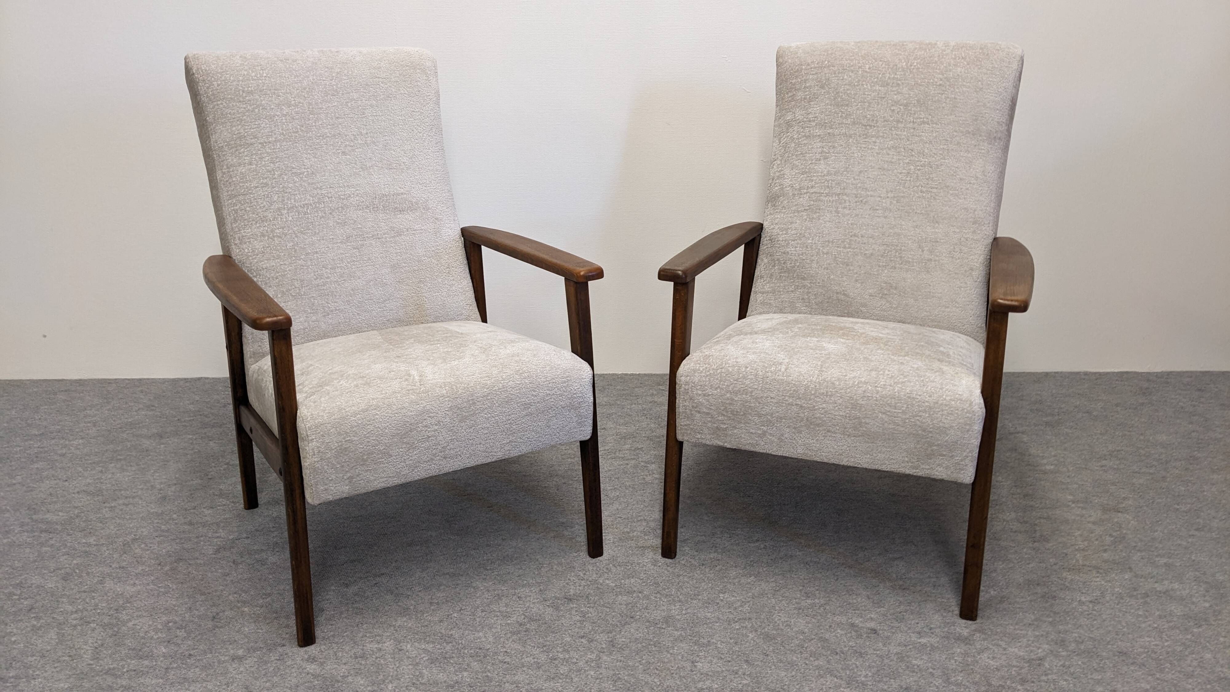 Pair of vintage stained beech armchairs from the 50s/60s