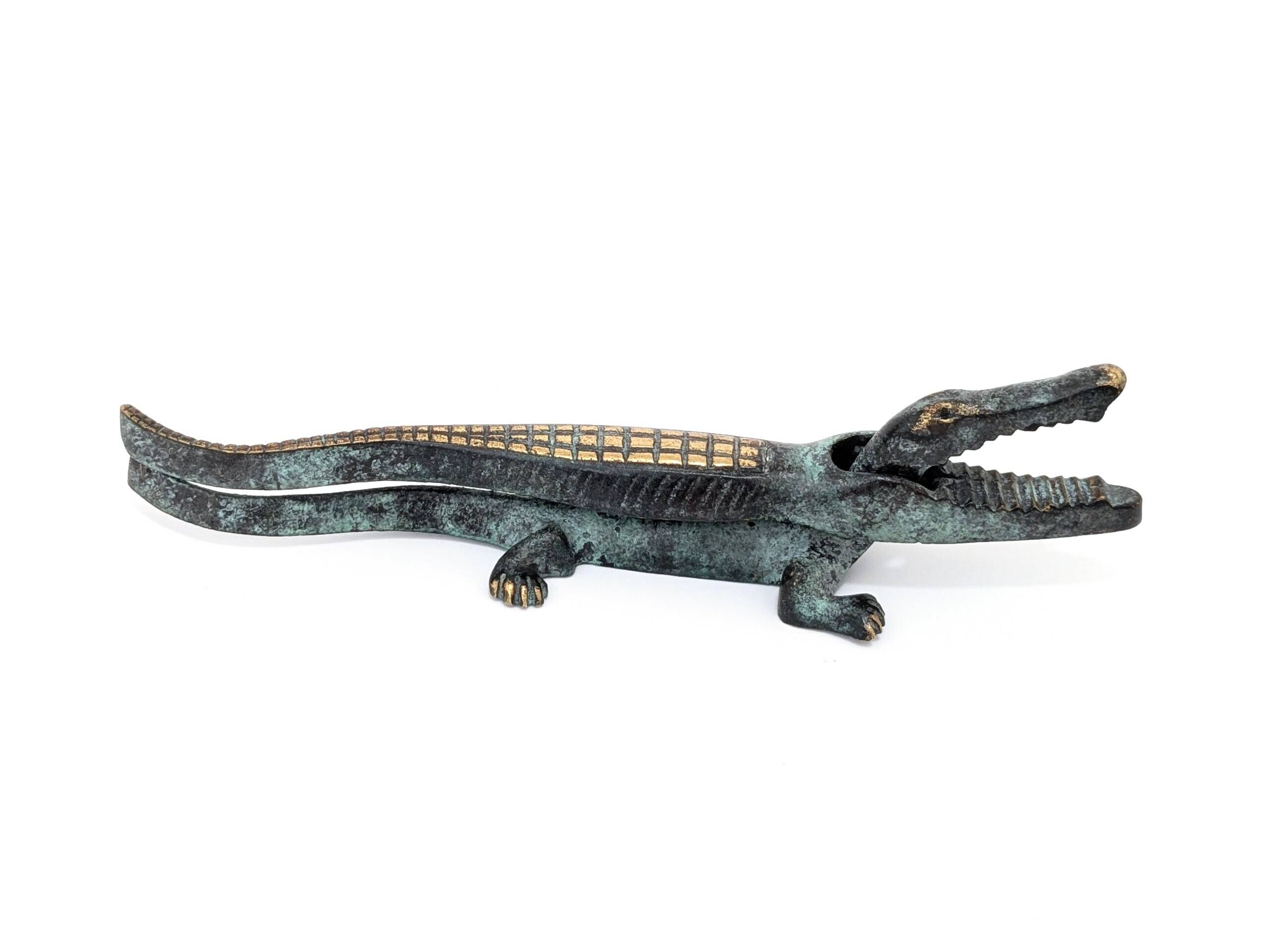 Vintage Brass Crocodile Nutcracker