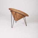 Rattan basket armchair, 1970s