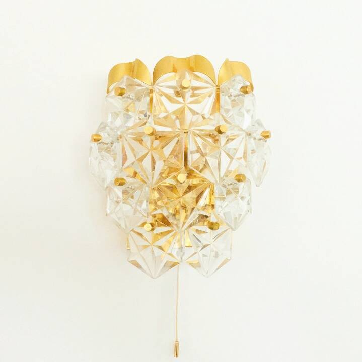 Faceted Crystal Glass & Brass Wall Light from Kinkeldey, Germany, 1970s