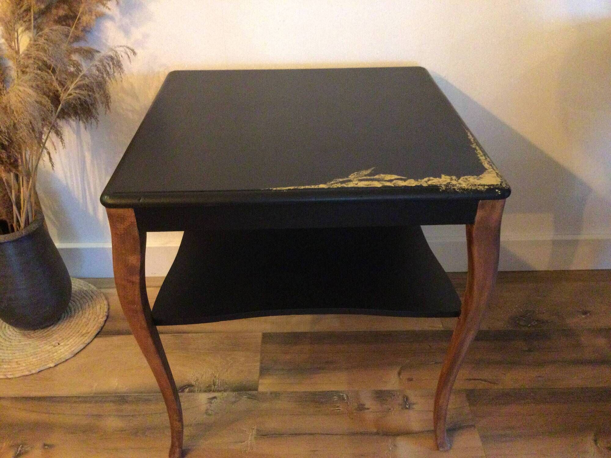 Coffee table / side table restored — Matt black & golden touches