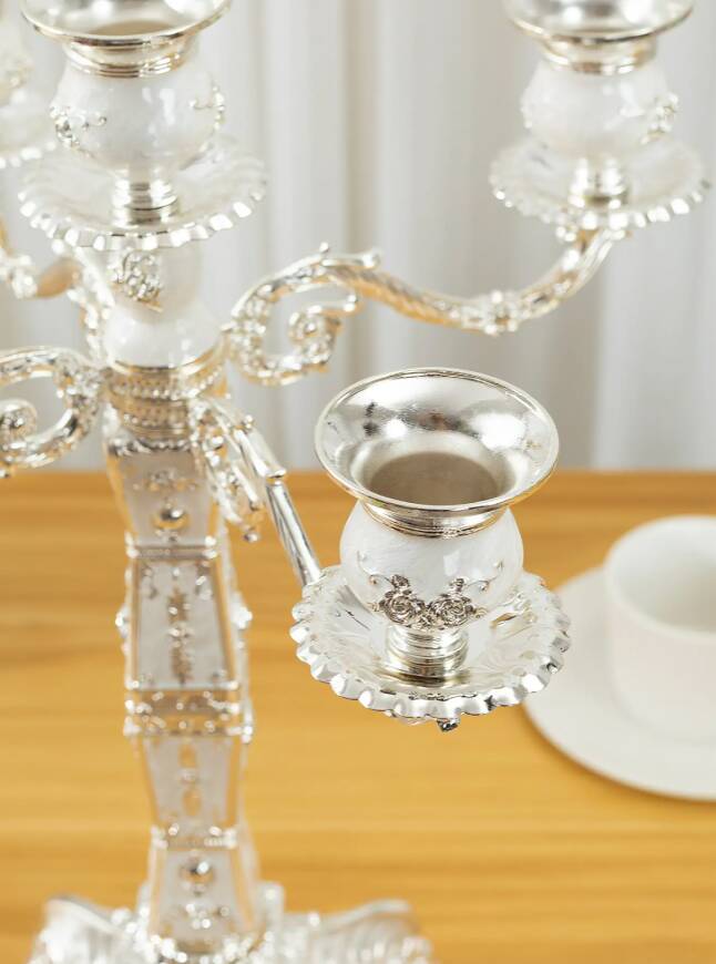 European 5-Head White Candle Holder, Home decor