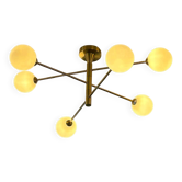 Lustre Cassius with 6 white glass globes and gold metal.