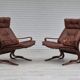 Années 1970, design scandinave, chaise longue, état d'origine, cuir, bois courbé.