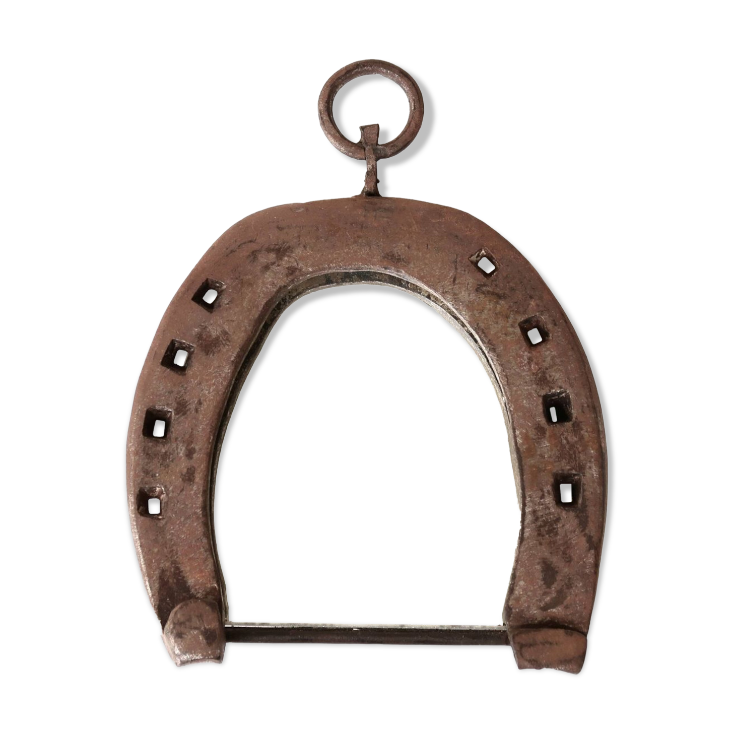 Folk art mirror, horseshoe frame, 1950s