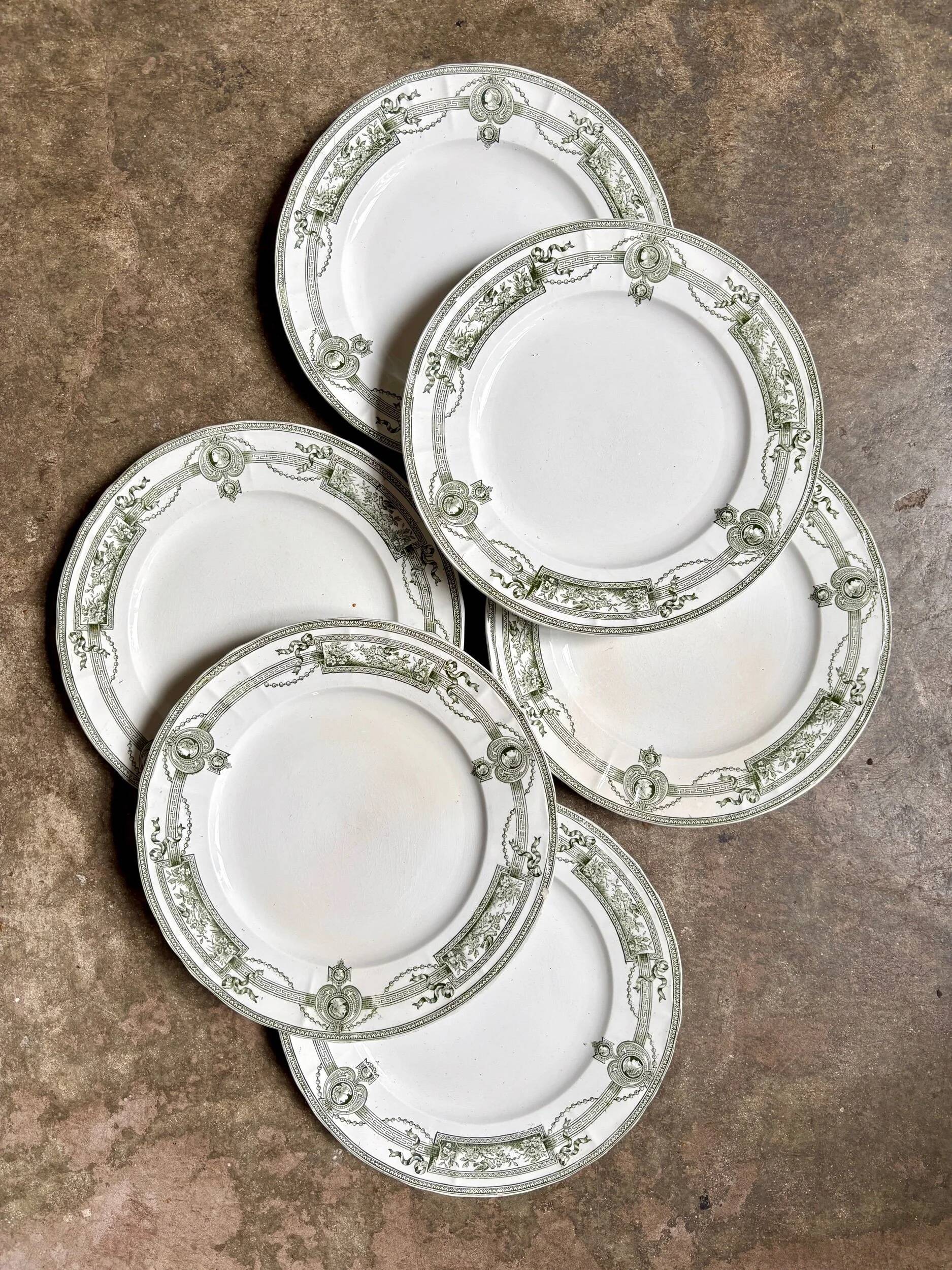 6 earthenware dessert plates from St Amand and Hamage, "Medallion" service
