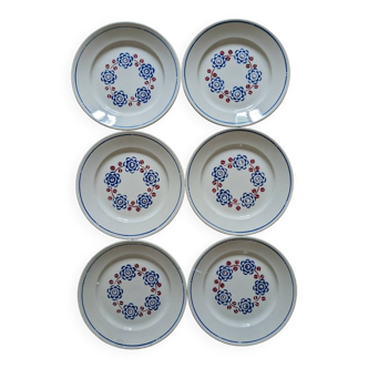 6 assiettes plates Badonviller Bagatelle