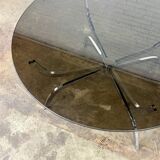 Vintage coffee table with smoked glass top and chrome frame