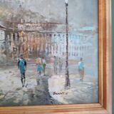 Description superb painting representing the place du tertre in Paris signed caroline burnett