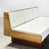 French Modernist Living Room Sofa Set In White Leather, 1950's