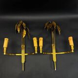 Pair of Maison Charles wall lights, "Lauriers" model, circa 1960