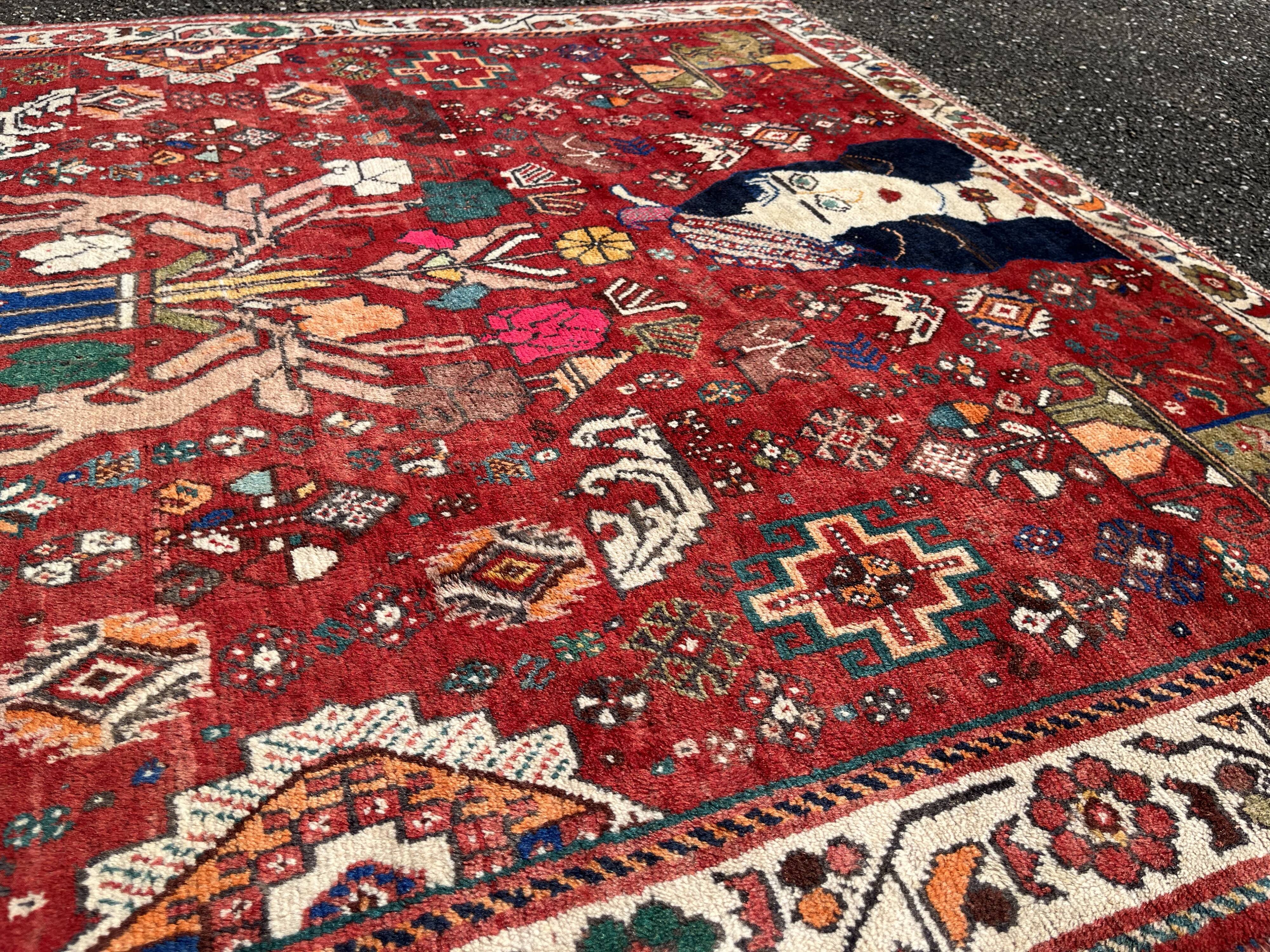 Gashgai nomadic / figurative carpet circa 1920