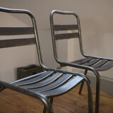 Set of 8 stackable 1950 metal chairs