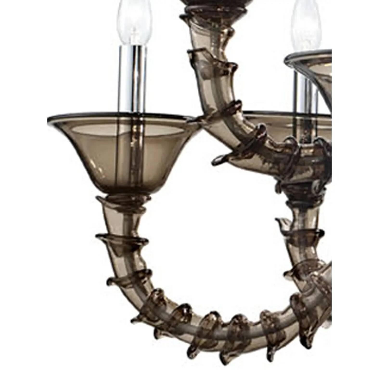 Stunning Modern Smoked-Fumè “Ca’ Rezzonico” Murano Glass Chandelier