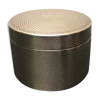 Tall silver metal candy box