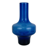 Vase verre bleu style scandinave des années 60, soufflé bouche