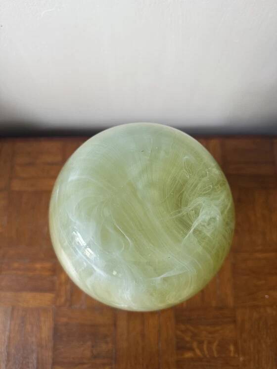 Yellow glass vase, hand-painted using the cold technique