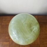 Yellow glass vase, hand-painted using the cold technique