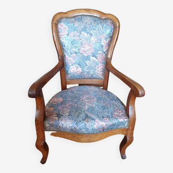 Fauteuil en mérisier époque Louis-Philippe, retapissé et assise refaite